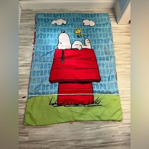 Peanuts Snoopy And Woodstock on Dog House Toddler Comforter Blanket Vintage